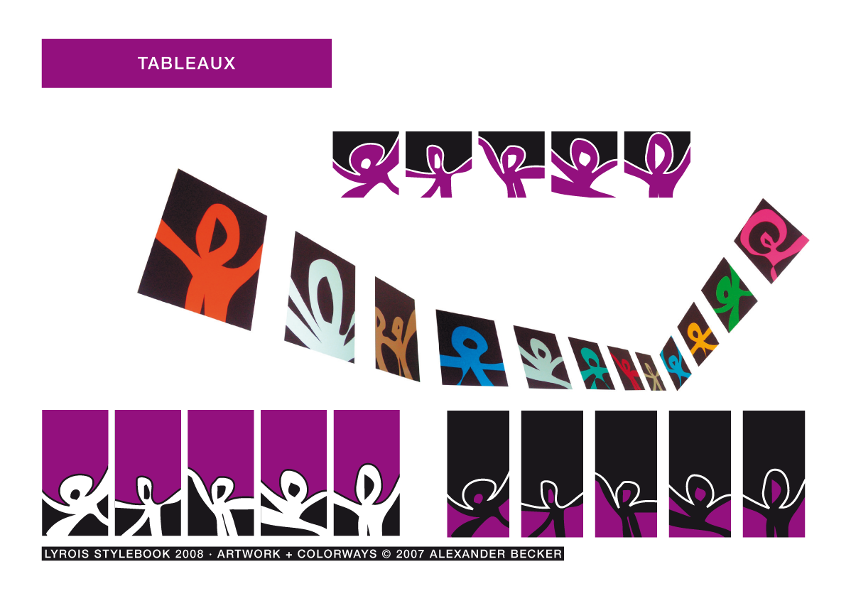 Lyrois: Stylebook S/S 2008: Cropped and square: Shapes in purple, white, and black on exquisite, white aluminum. Special editions in white on white.